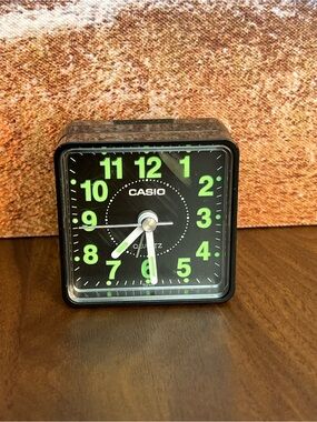 Casio Black Clock with Bright Green Numerals